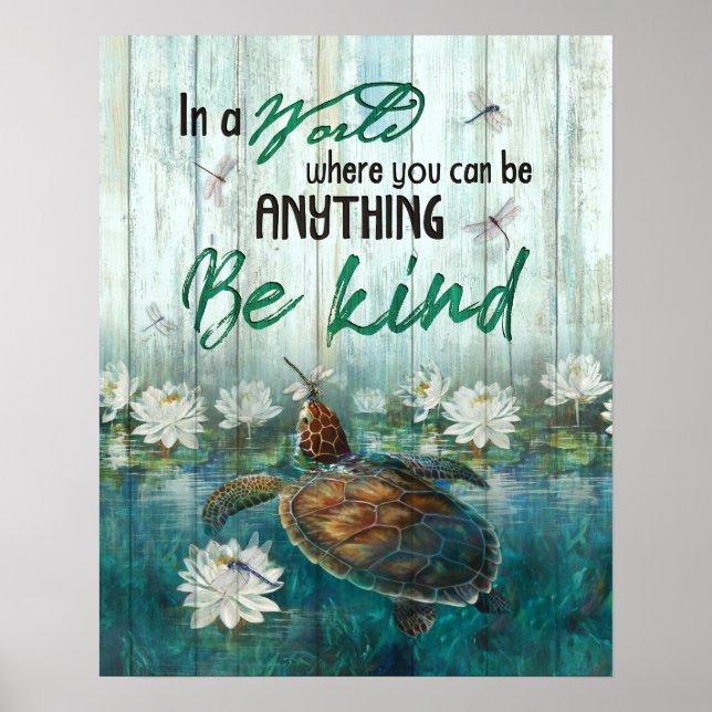 Poster Turtle Be Kind Inspiration & Motivational (Devant)
