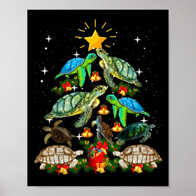 Poster Turtle Christmas Tree Shirt  (Devant)