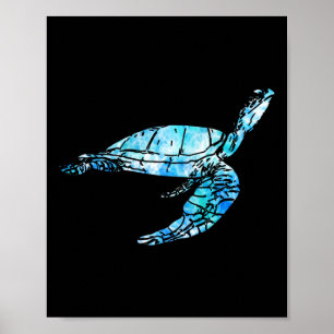 Poster Turtle Tie Dye Aquarelle Mer Ocean Save Planet Ea