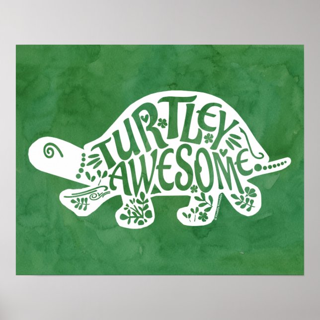 Poster Turtley Awesome Tortoise Funny Turtle Pun Sulcata (Devant)