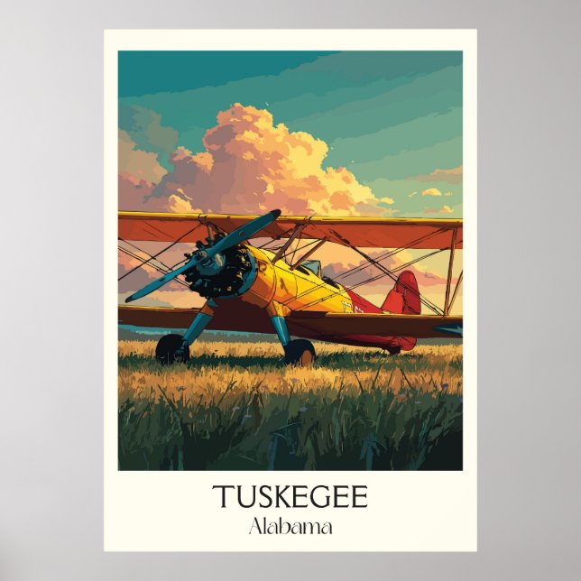 Poster Tuskegee Alabama Vintage Airplane (Devant)