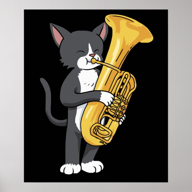 Poster Tuxedo Cat Tuba Cadeaux Femmes Hommes Marching Ban (Devant)