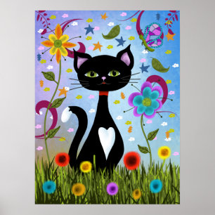 Poster Tuxedo Chat Assis Dans Un Jardin