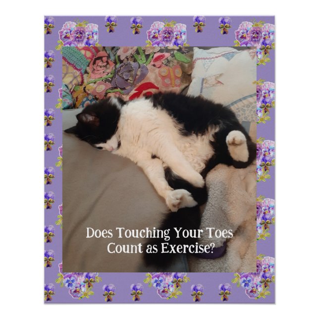 Poster Tuxedo Chat Cute Joyeux Anniversaire Touch Toes Ca (Devant)