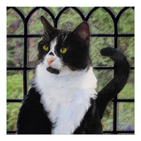 Tuxedo Chat dans la peinture de fenêtre Art animal
