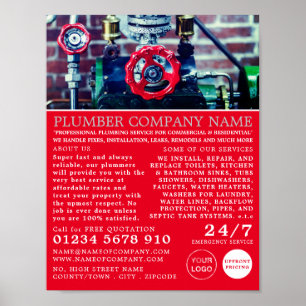 Poster Tuyaux classiques, plombier, Plomberie