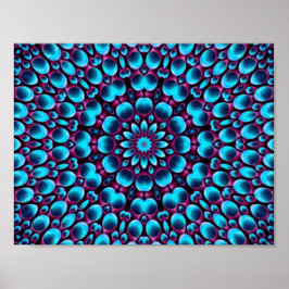 Poster Tuyaux violets Vintage bleu fractal Kaleidoscope