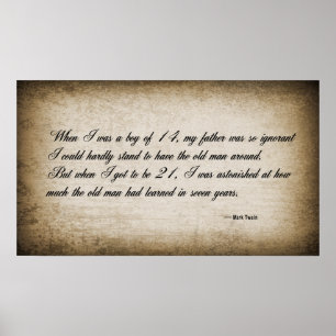 Poster TWAIN's QUOTE on the AGING YOUTH