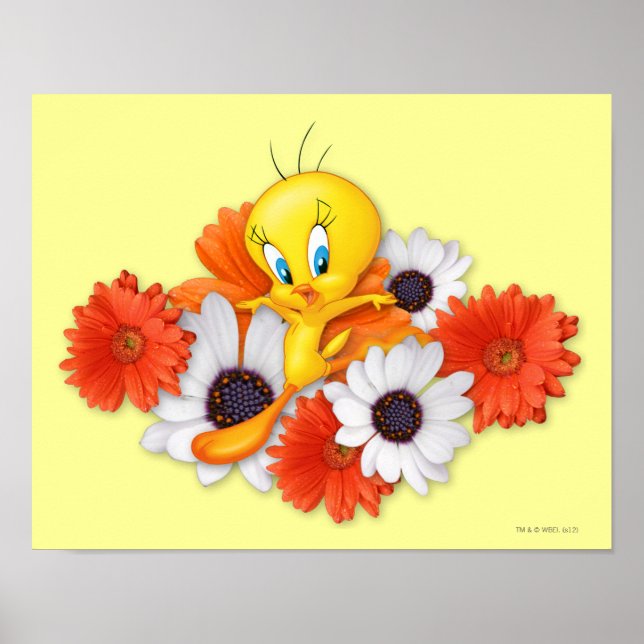 Poster Tweety Avec Marguerites (Devant)