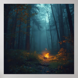 Poster Twilight Campfire – Mystical Forest Art Print