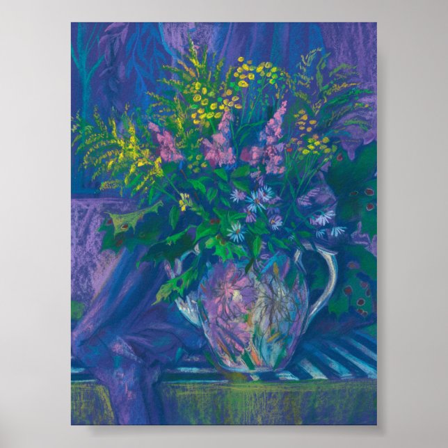 Poster Twilight & Goldenrod Peinture pastel Fleur sauvage (Devant)
