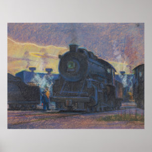 Poster Twilight of Steam - Kulhanek Train Art (1952)