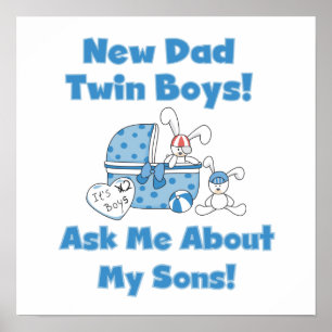 Poster Twin Boys New Papa Cadeaux