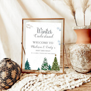 Poster Twin WInter Onderland Noël Bienvenue Anniversaire