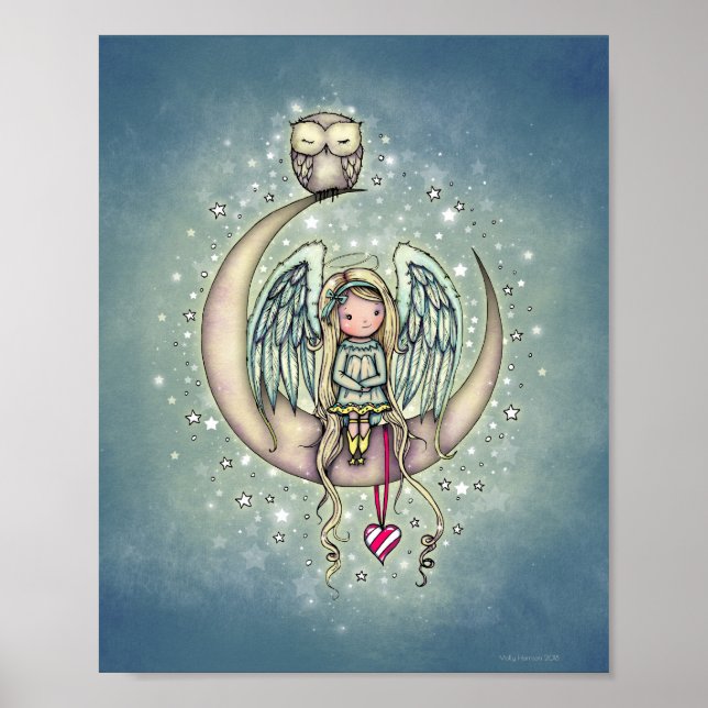 Poster Twinkle Little Angel et hibou illustration artisti (Devant)