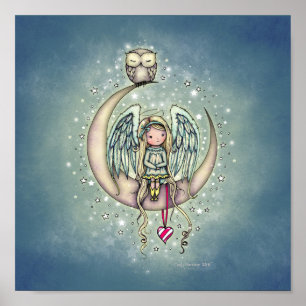 Poster Twinkle Little Angel et hibou illustration d'art