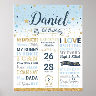 Poster Twinkle Little Star 1er Anniversaire Jalons Statis