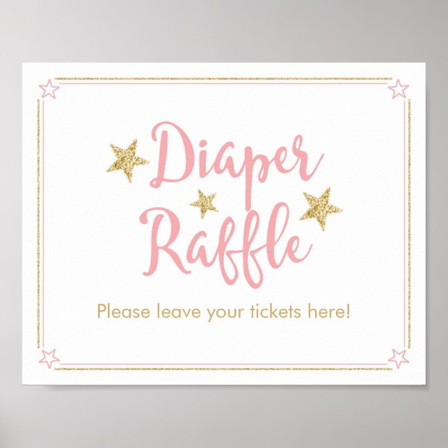 Poster Twinkle Little Star Baby shower RaffleSign (Devant)