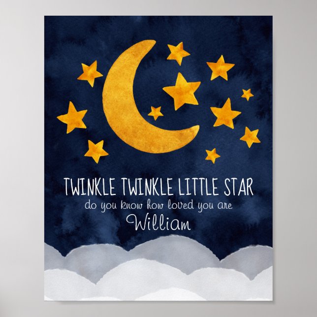 Poster Twinkle personnalisé Little Star Moon & Stars (Devant)