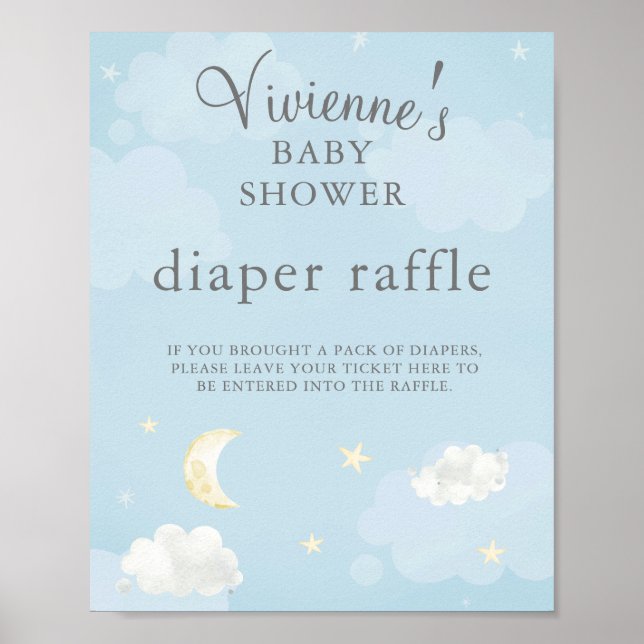 Poster Twinkle Star Baby shower bleu clair Barreau (Devant)