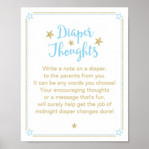 Poster Twinkle Star Boy Baby shower Diaper Thoughts