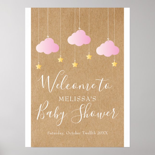 Poster Twinkle Twinkle Baby Girl Douche Boho Bienvenue (Devant)