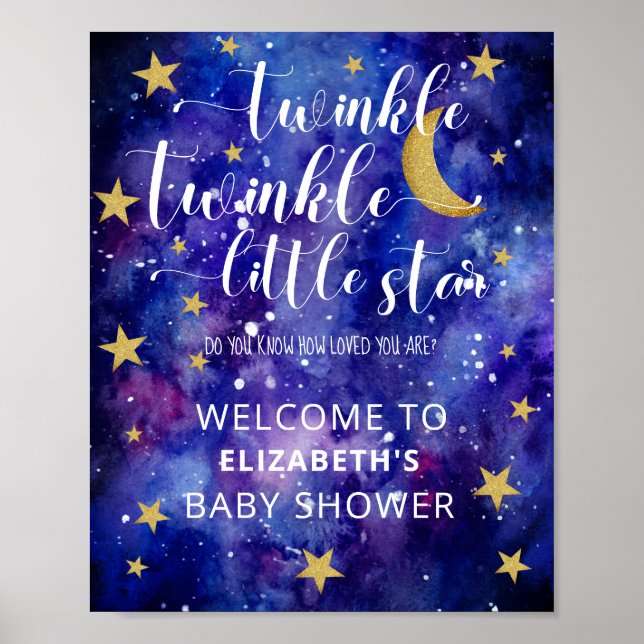 Poster Twinkle Twinkle Little Star Baby shower Bienvenue (Devant)