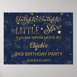 Poster Twinkle Twinkle Little Star Boy 2e fête d'annivers