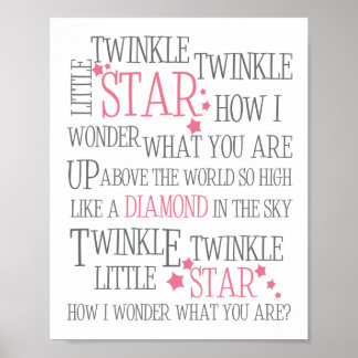 POSTER TWINKLE TWINKLE PETIT ÉTOILE - 8X10 ART PRINT ROSE