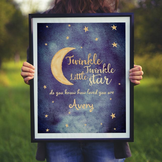 Poster Twinkle Twinkle petite étoile pépinière aquarelle (Créateur téléchargé)