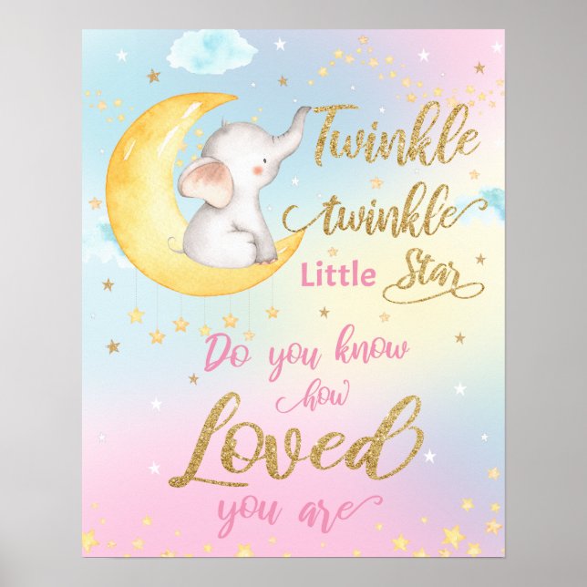 Poster Twinkle Whimsical Twinkle Little Star Nursery Wall (Devant)