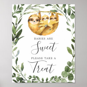 Poster Twins Sloth Baby shower Baby sont Sweet Sign
