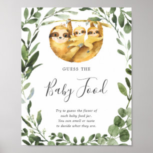 Poster Twins Sloth Baby shower Devinez The Baby Food