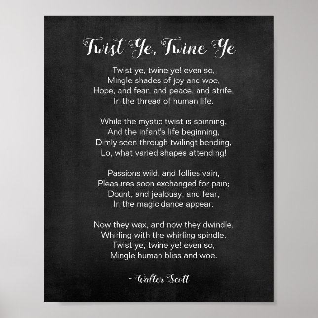 Poster Twist Ye Twine Ye Noir et blanc (Devant)
