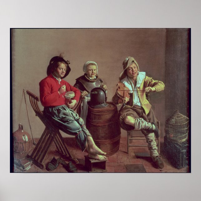 Poster Two Boys and a Girl Making Music, 1629 (Devant)