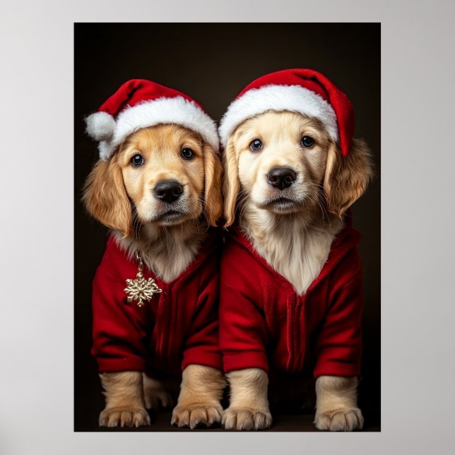 Poster Two Christmas Puppies (Devant)