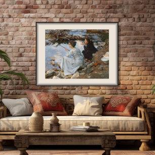 Poster Two Girls Fishing, Sargent 1918