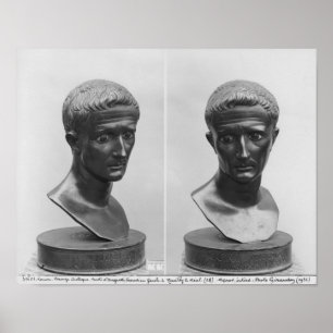 Poster Two views of a bust of Emperor Augustus