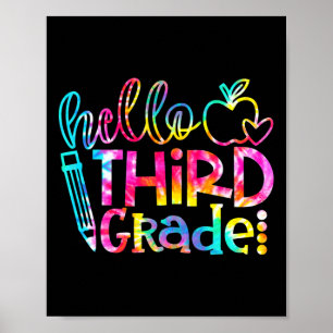 Poster Tye Tie Bonjour Enseignant Élève de 3e année Byck