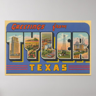 Poster Tyler, lettre ScenesTyler, TX de TexasLarge
