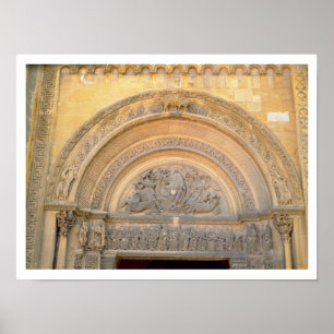 Poster Tympanum du porche représentant le Christ en Majes