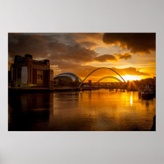 Poster Tyne de la rivière au coucher du soleil