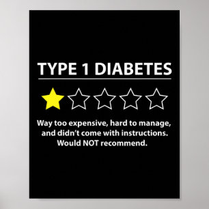 Poster Type 1 Diabète T1d Une étoile Notation Sensibilisa