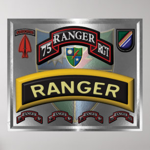 Poster Type d'acier encadré 75e régiment de rangers