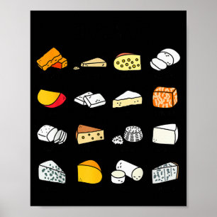 Poster Types de fromage mignons Amoureux de nourriture la