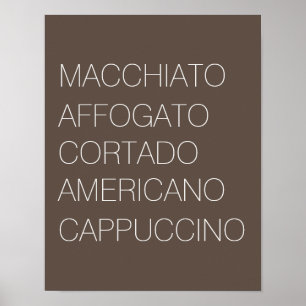 Poster Types minimalistes de café Brown et blanc Imprimer