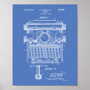 Poster Typewriter 1941 Brevet d'art Plan directeur
