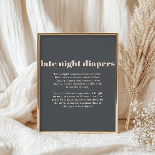 Poster Typographie Bohème Bébé Couche de Nuit Rose Gris