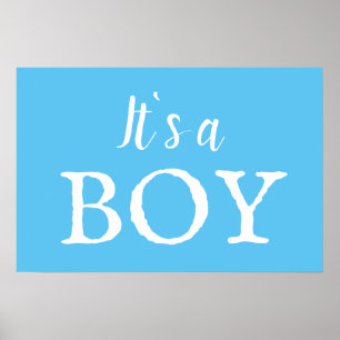 Poster Typographie C'est un Garçon Bleu Fête de Naissance
