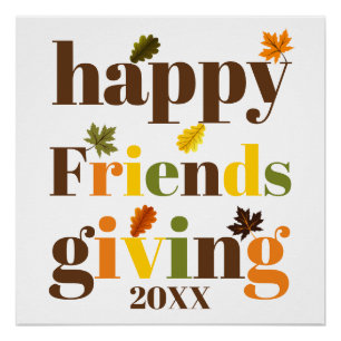 Poster Typographie colorée Happy Friendsgiving fall